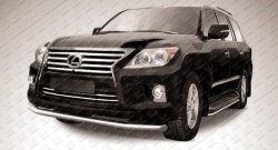 14 599 р. Одинарная защита переднего бампера из трубы диаметром 76 мм Slitkoff  Lexus LX570  J200 (2012-2015) 1-ый рестайлинг (Нержавейка, Полированная)  с доставкой в г. Новочеркасск. Увеличить фотографию 1