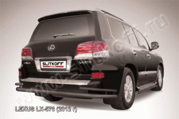 Защита заднего бампера из труб d76+42 Slitkoff (с уголками) Lexus LX570 J200 1-ый рестайлинг (2012-2015)