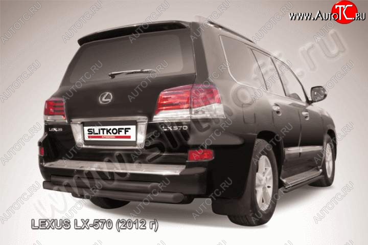 22 999 р. Защита заднего бампера из труб d76 Slitkoff (двойная) Lexus LX570 J200 1-ый рестайлинг (2012-2015) (Цвет: серебристый)  с доставкой в г. Новочеркасск