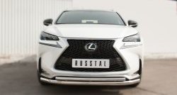 19 699 р. Защита переднего бампера (2 трубыØ63 и 42 мм, нержавейка) Russtal Lexus NX200T Z10 (2014-2017)  с доставкой в г. Новочеркасск. Увеличить фотографию 1