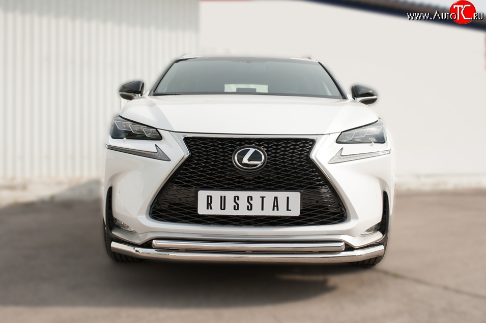 19 699 р. Защита переднего бампера (2 трубыØ63 и 42 мм, нержавейка) Russtal Lexus NX200T Z10 (2014-2017)  с доставкой в г. Новочеркасск