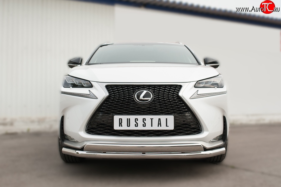 20 949 р. Защита переднего бампера (2 трубыØ75х42 и 63 мм, нержавейка) Russtal Lexus NX200T Z10 (2014-2017)  с доставкой в г. Новочеркасск