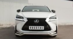 Защита переднего бампера (Ø63 мм волна, нержавейка, F-SPORT) Russtal Lexus NX200T Z10 (2014-2017)