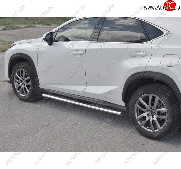 31 649 р. Пороги труба 120х60 Russtal (овал с проступью) Lexus NX300h Z10 дорестайлинг (2014-2017)  с доставкой в г. Новочеркасск