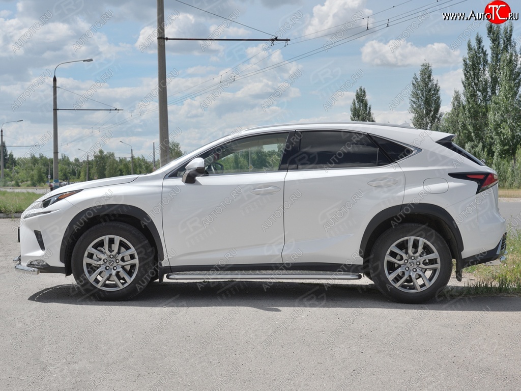 21 699 р. Порожки для ног (труба Ø42) SLITKOFF  Lexus NX300h  Z10 (2014-2017) дорестайлинг (лист алюм, проф. нерж)  с доставкой в г. Новочеркасск