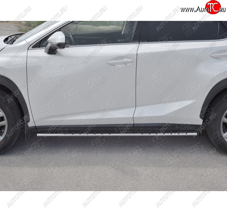 24 749 р. Пороги труба 75х42 Russtal (овал с проступью) Lexus NX300h Z10 дорестайлинг (2014-2017)  с доставкой в г. Новочеркасск