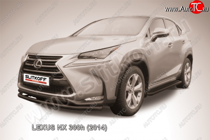 9 449 р. Защита переднего бампера из трубы d57 Slitkoff (радиусная)  Lexus NX300h  Z10 (2014-2017) дорестайлинг (Цвет: серебристый)  с доставкой в г. Новочеркасск