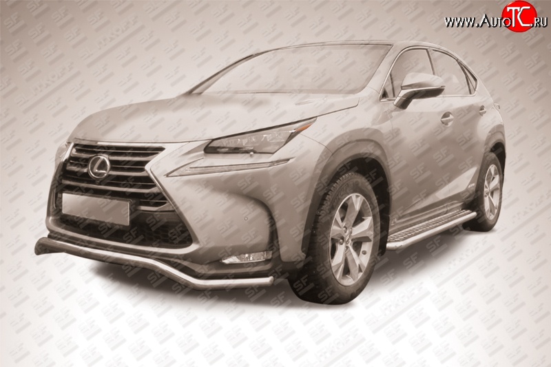 11 299 р. Фигурная защита переднего бампера диаметром 57 мм Slitkoff  Lexus NX300h  Z10 (2014-2017) дорестайлинг (Нержавейка, Полированная)  с доставкой в г. Новочеркасск