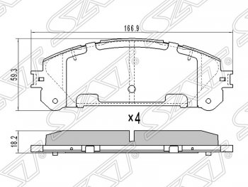 949 р. Колодки тормозные SAT (передние)  Lexus RX350  AL10 - RX450H  AL10  с доставкой в г. Новочеркасск. Увеличить фотографию 1