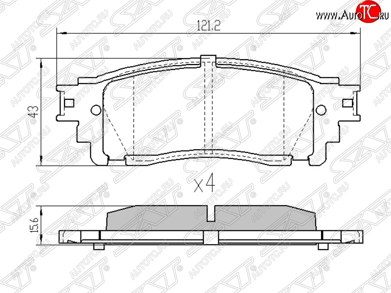 1 179 р. Колодки тормозные SAT (задние) Lexus NX300h Z10 дорестайлинг (2014-2017)  с доставкой в г. Новочеркасск