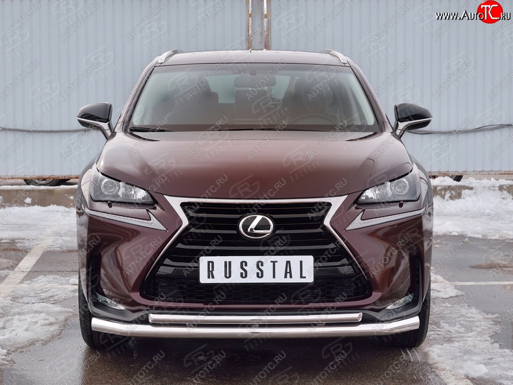 19 799 р. Защита переднего бампера (2 трубыØ63 и 42 мм, нержавейка) Russtal Lexus NX200 Z10 дорестайлинг (2014-2017)  с доставкой в г. Новочеркасск