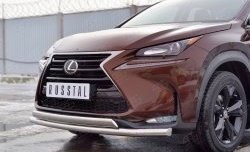 21 349 р. Защита переднего бампера (2 трубыØ63 и 75х42 мм, нержавейка) Russtal Lexus NX200 Z10 дорестайлинг (2014-2017)  с доставкой в г. Новочеркасск. Увеличить фотографию 4