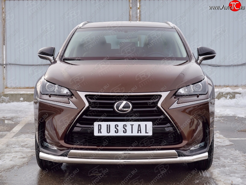 21 349 р. Защита переднего бампера (2 трубыØ63 и 75х42 мм, нержавейка) Russtal Lexus NX200 Z10 дорестайлинг (2014-2017)  с доставкой в г. Новочеркасск