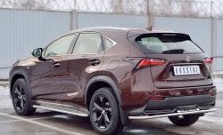 15 499 р. Защита заднего бампера (Ø42 мм с надписью, нержавейка) SLITKOFF  Lexus NX200  Z10 (2014-2017) дорестайлинг  с доставкой в г. Новочеркасск. Увеличить фотографию 2