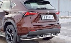 15 499 р. Защита заднего бампера (Ø42 мм с надписью, нержавейка) SLITKOFF  Lexus NX200  Z10 (2014-2017) дорестайлинг  с доставкой в г. Новочеркасск. Увеличить фотографию 4