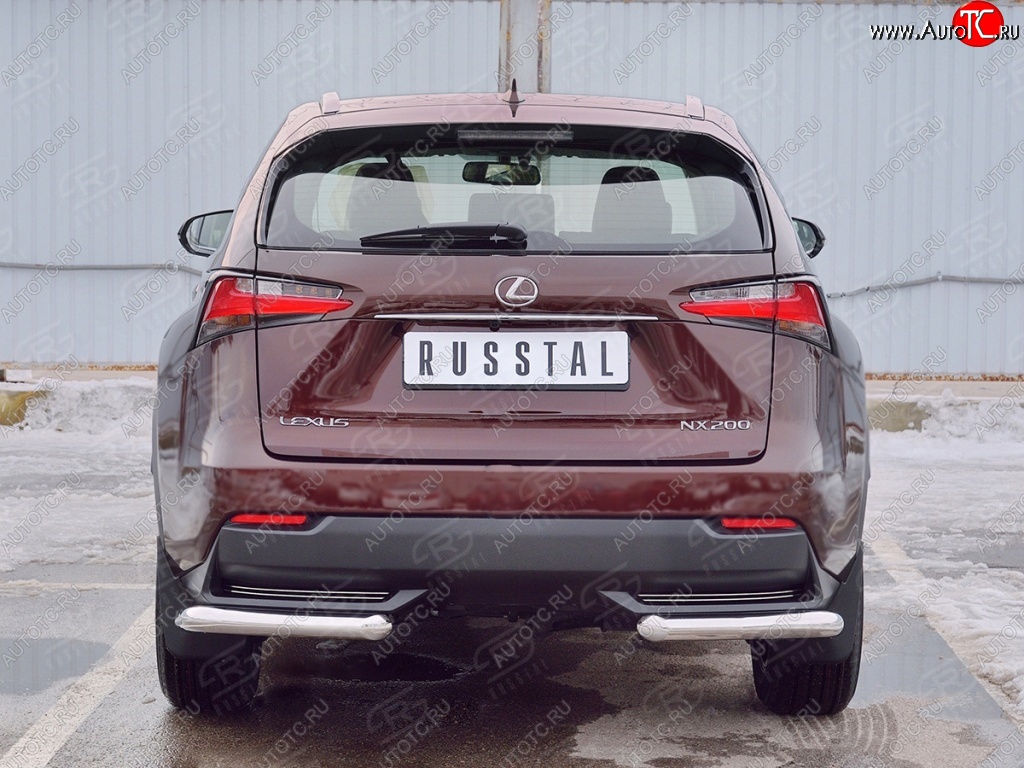 17 799 р. Защита заднего бампера (Ø63 мм уголки, нержавейка) Russtal Lexus NX200 Z10 дорестайлинг (2014-2017)  с доставкой в г. Новочеркасск