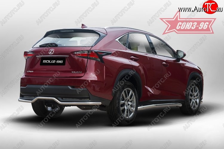 14 084 р. Волнистая защита заднего бампера d42 ( одна выхлопная труба ) Souz-96 Lexus NX200 Z10 дорестайлинг (2014-2017)  с доставкой в г. Новочеркасск