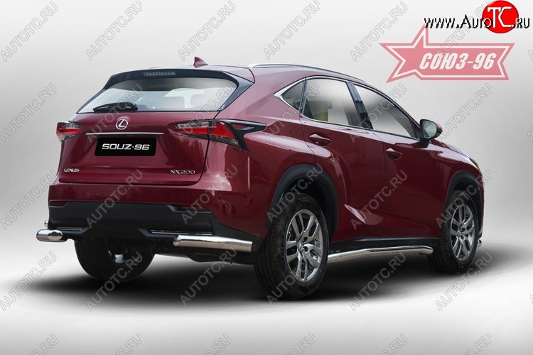 13 679 р. Угловая защита заднего бампера (d60) ( одна выхлопная труба ) Souz-96 Lexus NX200 Z10 дорестайлинг (2014-2017)  с доставкой в г. Новочеркасск