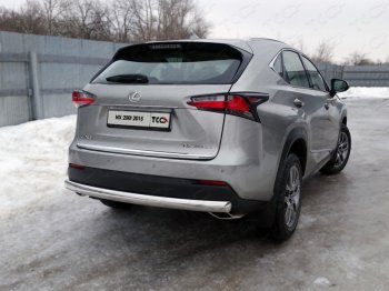 Защита заднего бампера (овальная) ТСС (нержавейка d75х42 мм) Lexus NX200 Z10 дорестайлинг (2014-2017)