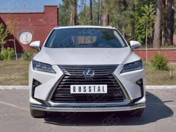 Защита переднего бампера (Ø63 мм, нержавейка, кроме F-Sport) Russtal Lexus RX350L AL20 дорестайлинг (2017-2019)