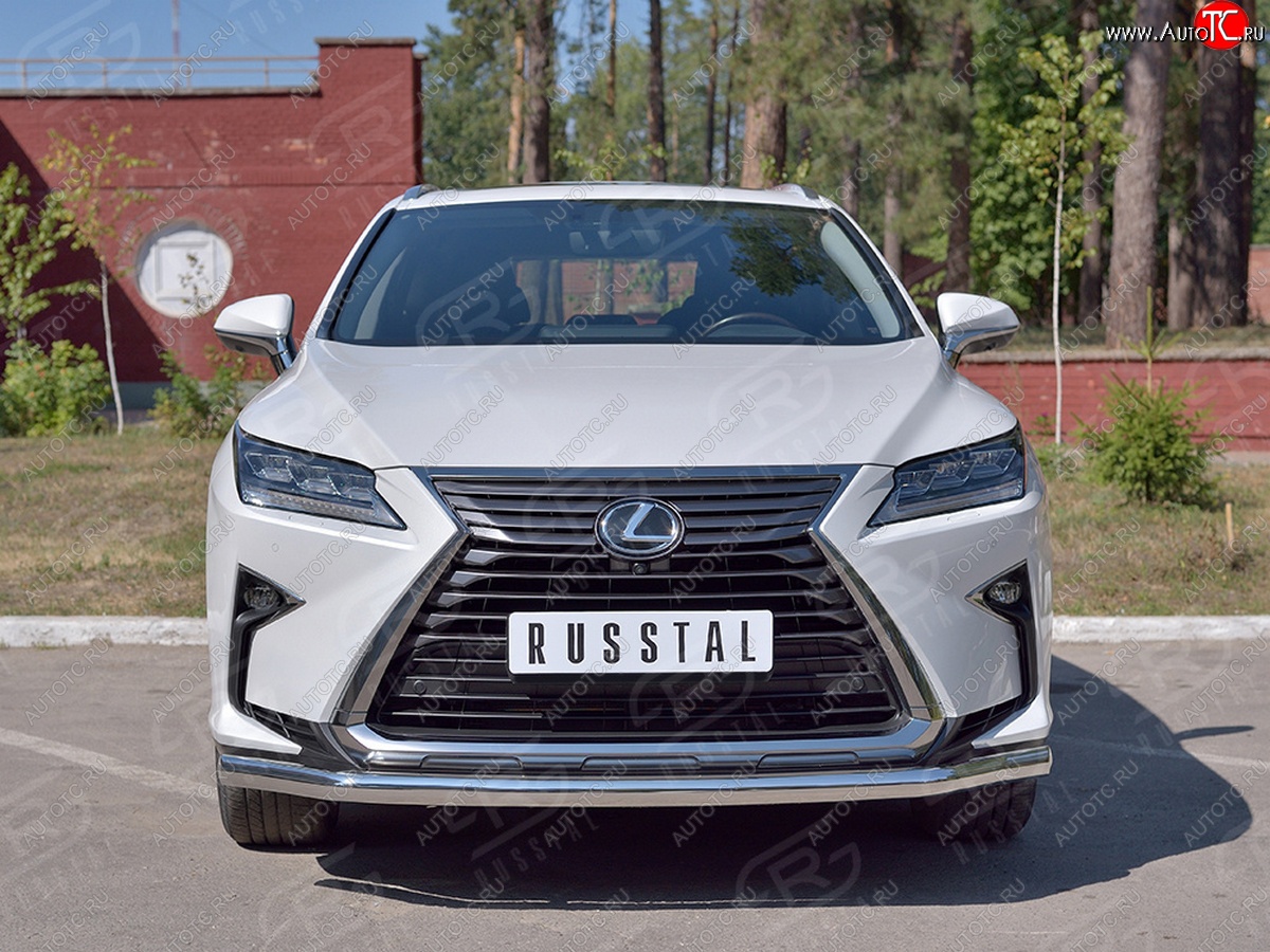 20 099 р. Защита переднего бампера (Ø63 мм, нержавейка, кроме F-Sport) Russtal Lexus RX350L AL20 рестайлинг (2019-2022)  с доставкой в г. Новочеркасск