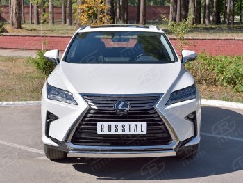 20 999 р. Защита переднего бампера (Ø75х42 мм, нержавейка, кроме F-Sport) Russtal Lexus RX350L AL20 дорестайлинг (2017-2019)  с доставкой в г. Новочеркасск. Увеличить фотографию 1