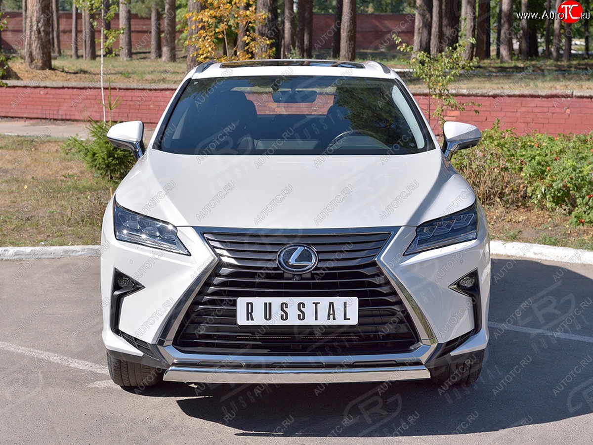 20 999 р. Защита переднего бампера (Ø75х42 мм, нержавейка, кроме F-Sport) Russtal Lexus RX350L AL20 рестайлинг (2019-2022)  с доставкой в г. Новочеркасск