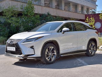 20 999 р. Защита переднего бампера (Ø75х42 мм, нержавейка, кроме F-Sport) Russtal Lexus RX350L AL20 рестайлинг (2019-2022)  с доставкой в г. Новочеркасск. Увеличить фотографию 2