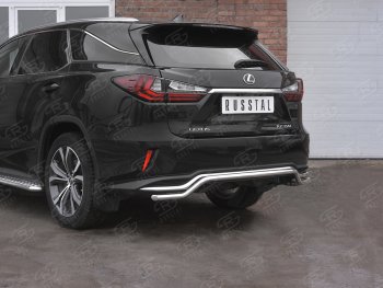 16 649 р. Защита заднего бампера (Ø42 мм волна, нержавейка, NOT F-SPORT) Russtal  Lexus RX350L  AL20 (2017-2022) дорестайлинг, рестайлинг  с доставкой в г. Новочеркасск. Увеличить фотографию 2