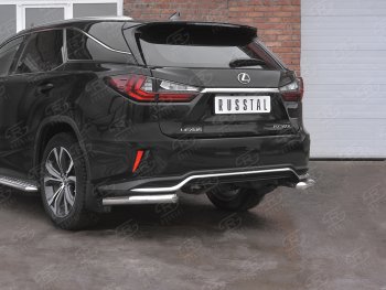 Защита заднего бампера (Ø63 уголки, нержавейка, NOT F-SPORT) Russtal Lexus RX350L AL20 дорестайлинг (2017-2019)