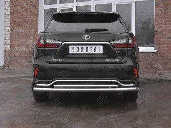 Защита заднего бампера (Ø63 и 42 мм, нержавейка, NOT F-SPORT) Russtal Lexus RX350L AL20 рестайлинг (2019-2022)