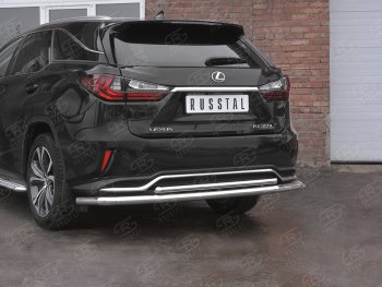 21 699 р. Защита заднего бампера (Ø63 и 42 мм, нержавейка, NOT F-SPORT) Russtal Lexus RX350L AL20 дорестайлинг (2017-2019)  с доставкой в г. Новочеркасск. Увеличить фотографию 2