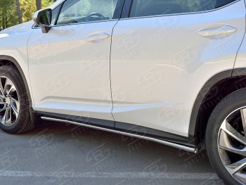 13 849 р. Защита порогов (Ø42 мм, нержавейка, кроме F-Sport) Russtal  Lexus RX350L  AL20 (2017-2022) дорестайлинг, рестайлинг (Металлические торцы под 90°)  с доставкой в г. Новочеркасск. Увеличить фотографию 1