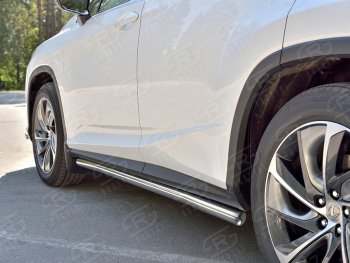 Защита порогов (Ø63 мм, нержавейка, кроме F-sport) Russtal Lexus RX350L AL20 рестайлинг (2019-2022)