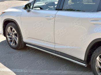 15 799 р. Защита порогов (Ø63 мм, нержавейка, кроме F-sport) Russtal  Lexus RX350L  AL20 (2017-2022) дорестайлинг, рестайлинг (Металлические торцы под 90°)  с доставкой в г. Новочеркасск. Увеличить фотографию 2