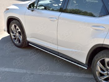 21 749 р. Защита порогов (Ø75x42 мм с проступью, нержавейка, кроме F-Sport) Lexus RX350L AL20 дорестайлинг (2017-2019)  с доставкой в г. Новочеркасск. Увеличить фотографию 1