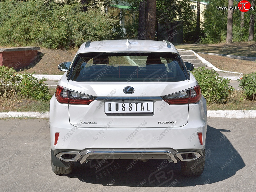 13 999 р. Защита заднего бампера (Ø42 мм волна под машину, нержавейка) Russtal Lexus RX 200T AL20 дорестайлинг (2015-2017)  с доставкой в г. Новочеркасск