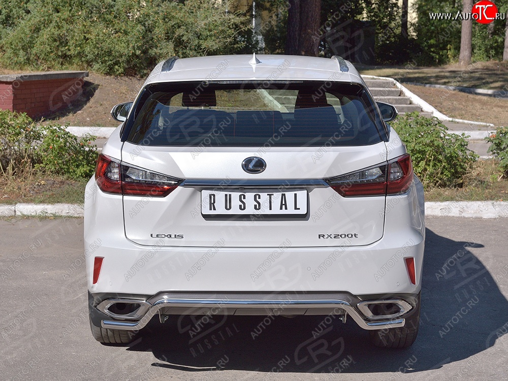 13 999 р. Защита заднего бампера (Ø42 мм волна, нержавейка) Russtal Lexus RX 200T AL20 дорестайлинг (2015-2017)  с доставкой в г. Новочеркасск