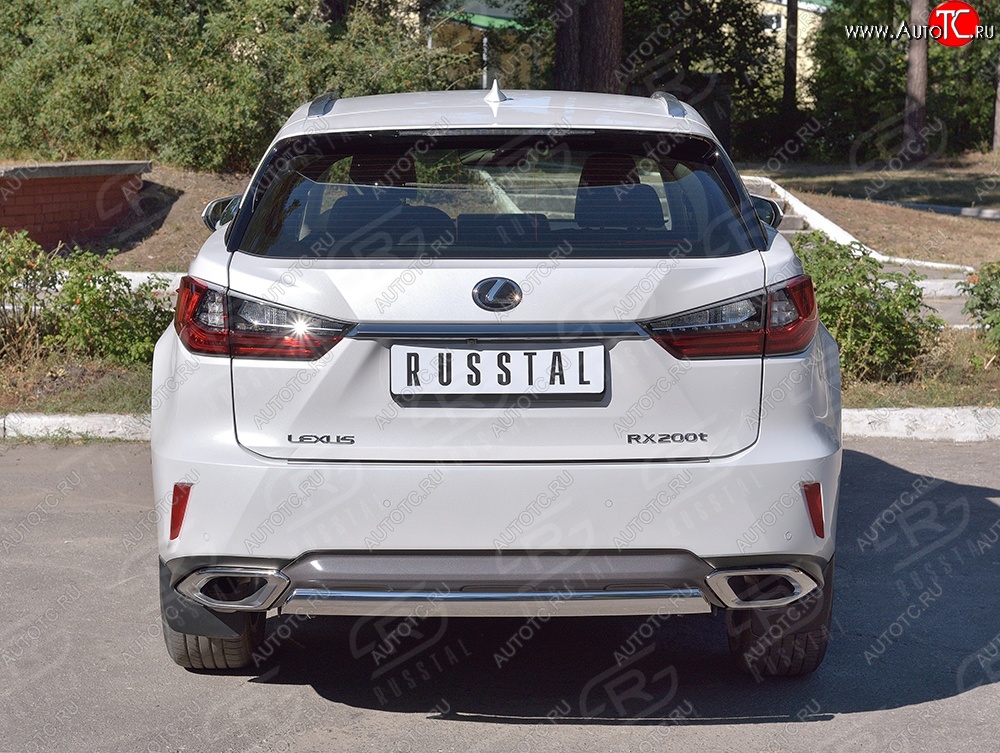 15 649 р. Защита заднего бампера (Ø75x42 мм, нержавейка) Russtal Lexus RX 200T AL20 дорестайлинг (2015-2017)  с доставкой в г. Новочеркасск