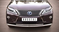 14 899 р. Защита переднего бампера (2 трубыØ63 и 42 мм, нержавейка) Russtal  Lexus RX270  AL10 - RX450H  AL10  с доставкой в г. Новочеркасск. Увеличить фотографию 2