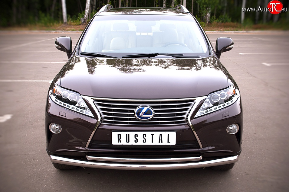 14 899 р. Защита переднего бампера (2 трубыØ63 и 42 мм, нержавейка) Russtal  Lexus RX270  AL10 - RX450H  AL10  с доставкой в г. Новочеркасск