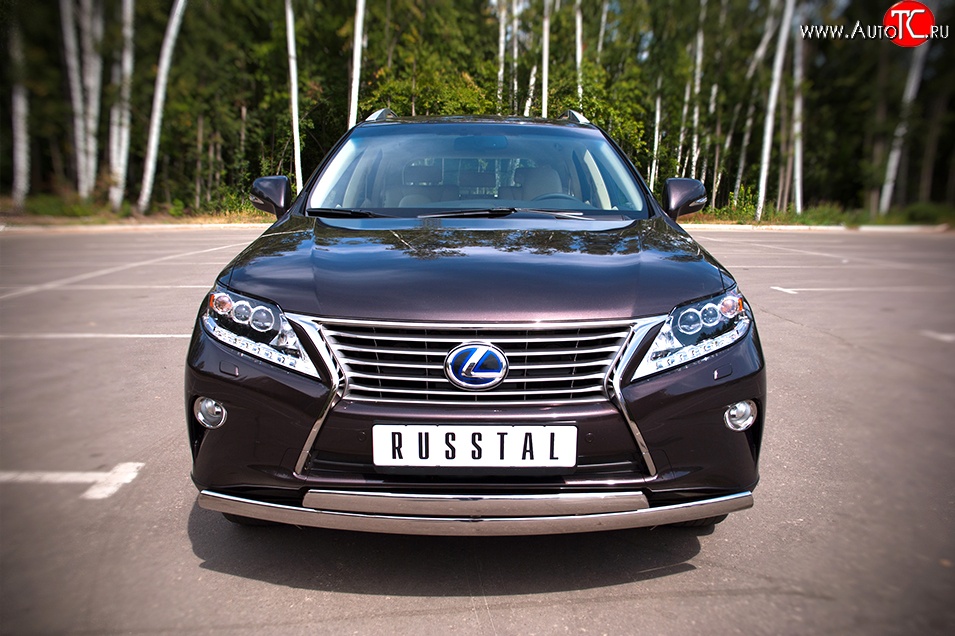 24 999 р. Защита переднего бампера (2 трубыØ75х42 мм, нержавейка) Russtal Lexus RX270 AL10 дорестайлинг (2010-2012)  с доставкой в г. Новочеркасск