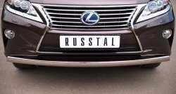 Защита переднего бампера (Ø75х42 мм, нержавейка) Russtal Lexus RX270 AL10 дорестайлинг (2010-2012)