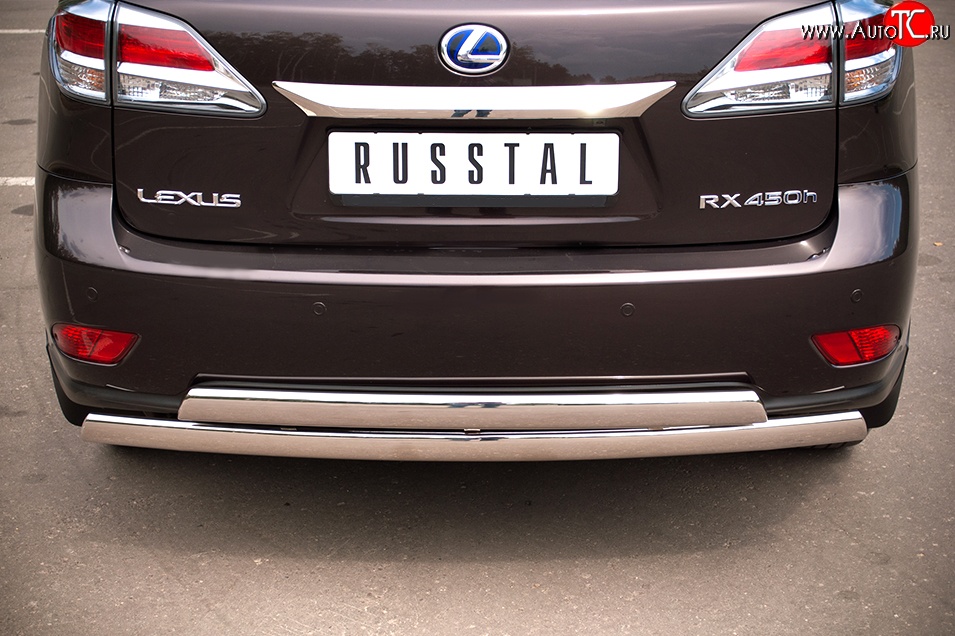 23 999 р. Защита заднего бампера (2 трубы Ø76х42 мм, нержавейка) Russtal Lexus RX270 AL10 дорестайлинг (2010-2012)  с доставкой в г. Новочеркасск