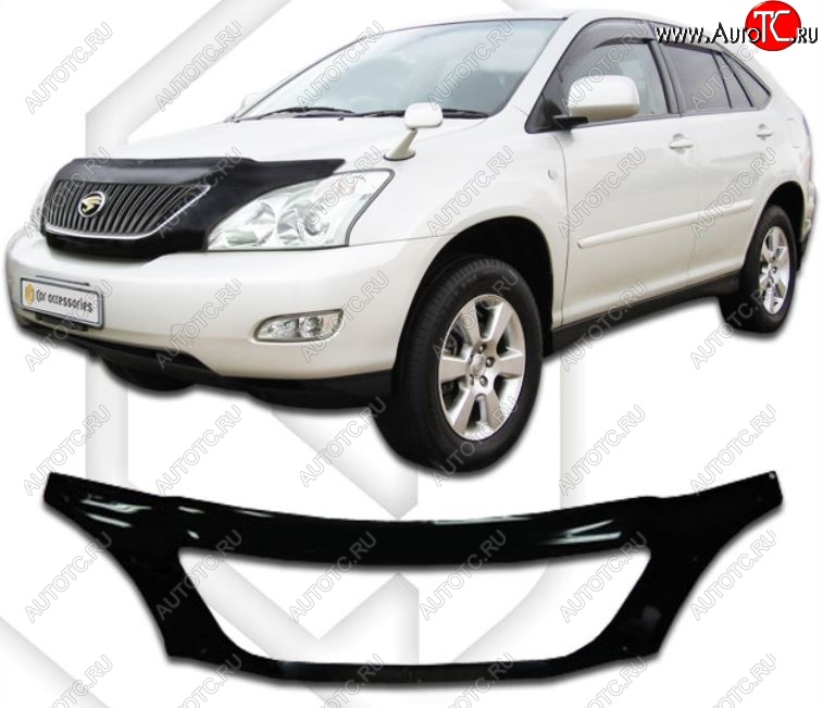 2 799 р. Дефлектор капота CA-Plastiс exclusive Lexus RX300 XU30 дорестайлинг (2003-2006) (Classic черный, Без надписи)  с доставкой в г. Новочеркасск