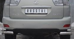 Защита заднего бампера (2 трубы Ø76 и 42 мм уголки, нержавейка) Russtal Lexus RX330 XU30 (2003-2006)