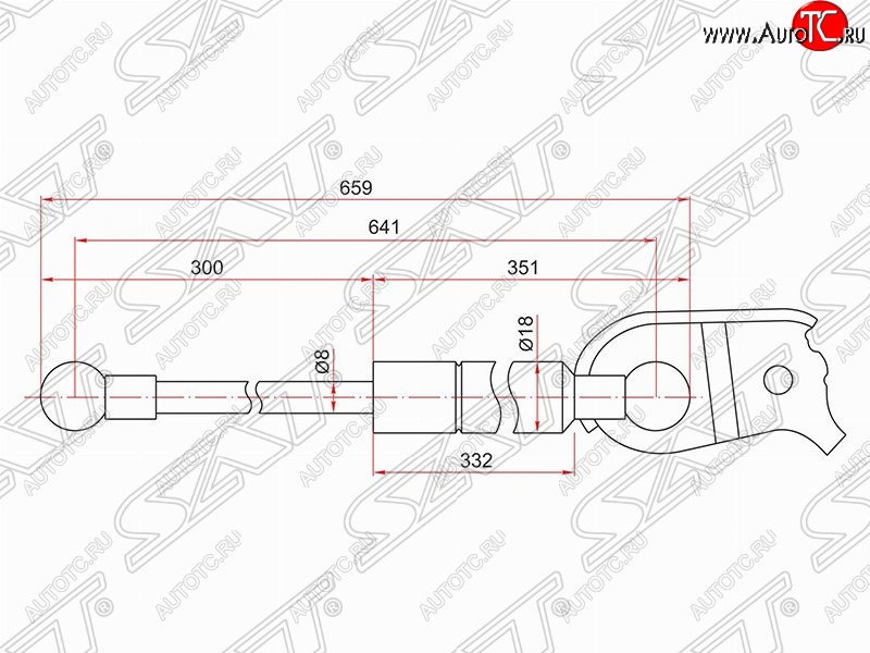 1 239 р. Газовый упор капота SAT Lexus RX330 XU30 (2003-2006)  с доставкой в г. Новочеркасск