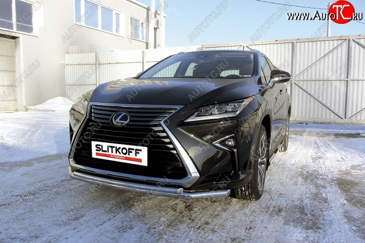 18 999 р. Двойная защита переднего бампера из труб диаметром 57 и 42 мм Slitkoff Lexus RX350 AL20 дорестайлинг (2015-2019) (Нержавейка, Полированная)  с доставкой в г. Новочеркасск