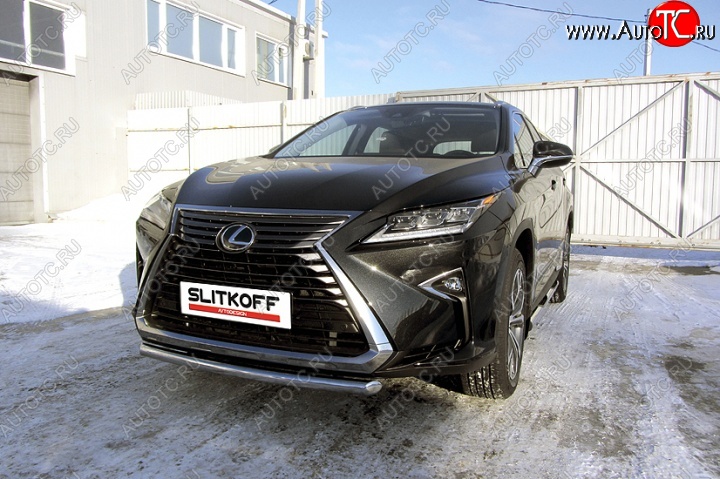 14 999 р. Защита переднего бампера из короткой трубы диаметром 57 мм Slitkoff Lexus RX350 AL20 дорестайлинг (2015-2019) (Нержавейка, Полированная)  с доставкой в г. Новочеркасск