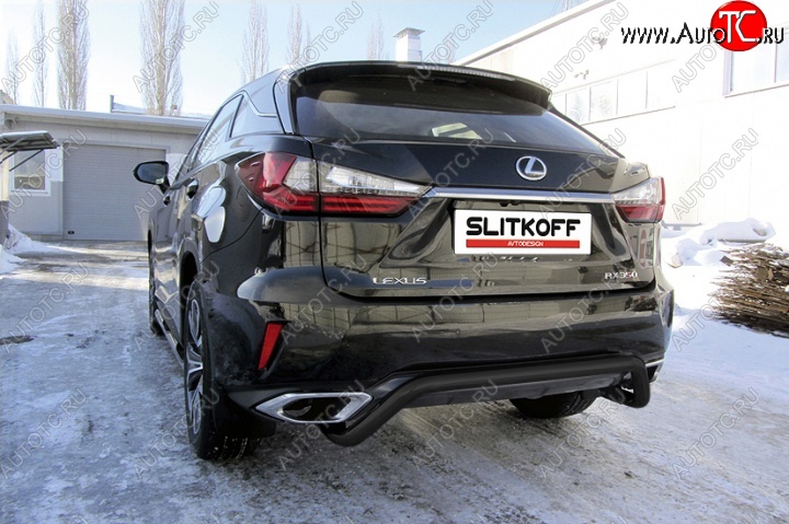 11 299 р. Защита задняя Slitkoff Lexus RX350 AL20 дорестайлинг (2015-2019) (Цвет: серебристый)  с доставкой в г. Новочеркасск